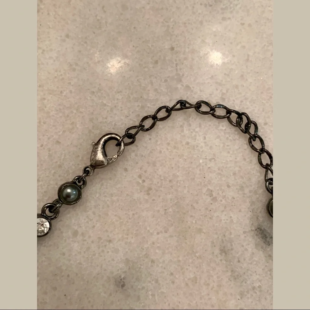 Dangly Diamond Collar Necklace — Adjustable Chain - Picture 5 of 7